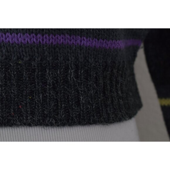 Vintage‎ 90s Gray Striped Acrylic/Nylon Turtleneck Sweater size S - Picture 5 of 10